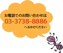 お電話のお問い合わせは03-3738-8886へ